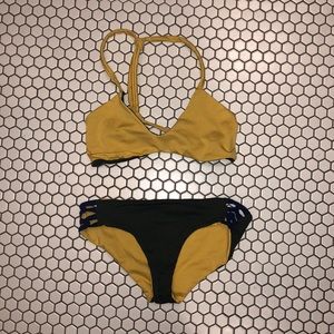 CannonBall Yellow and green w/blue side swimsuit